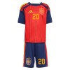 Conjunto Espanha Pedri 20 Equipamento Principal Mundial 2026 - Criança